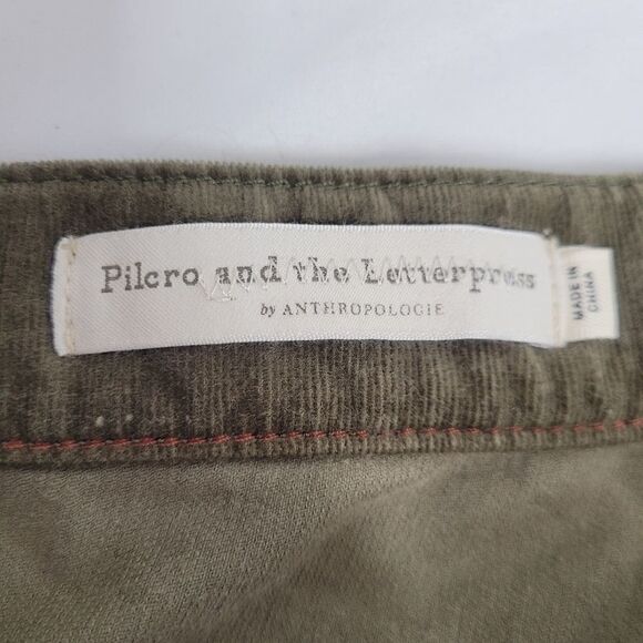 ANTHROPOLOGIE Pilcro and the Letterpress green high rise skinny corduroy pant 32 - Picture 5 of 10